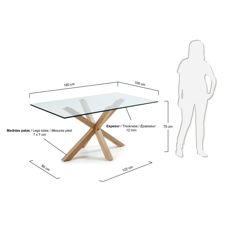 Pravokutni blagovaonski stol Arya, staklo, čelićne noge