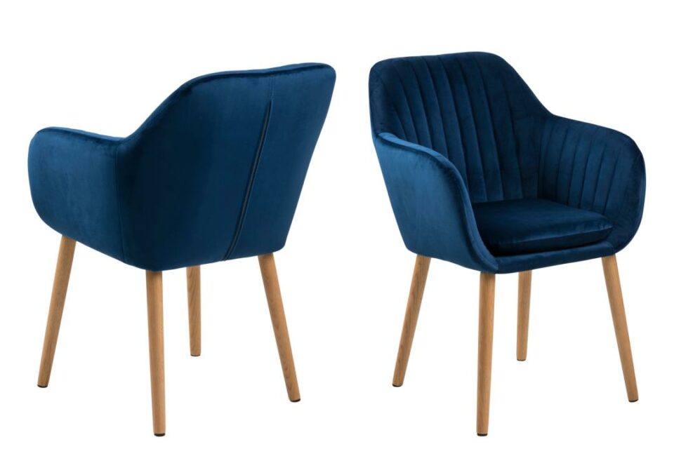 Tapecirana Blagovaonska stolica  Emilia, baršun tkanina, više boja - Tamno plava