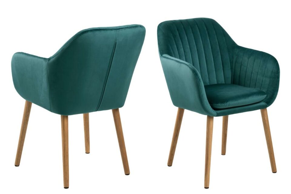 Tapecirana Blagovaonska stolica  Emilia, baršun tkanina, više boja - Tamno zelena