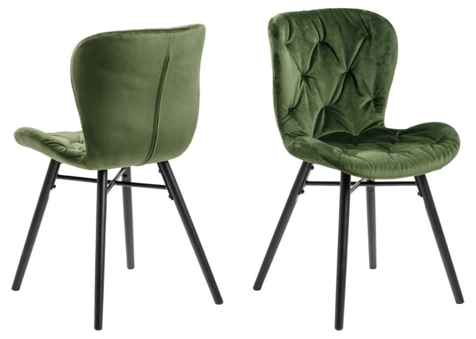 Jedilniški stol Batilda 2, žametna tkanina, več barv - Gozdna zelena