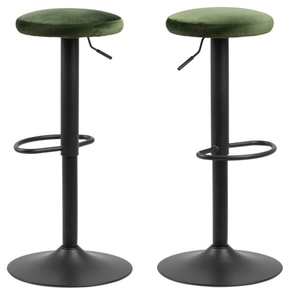 Metalna barska stolica Finch, baršun tkanina, više boja - Šumsko zelena