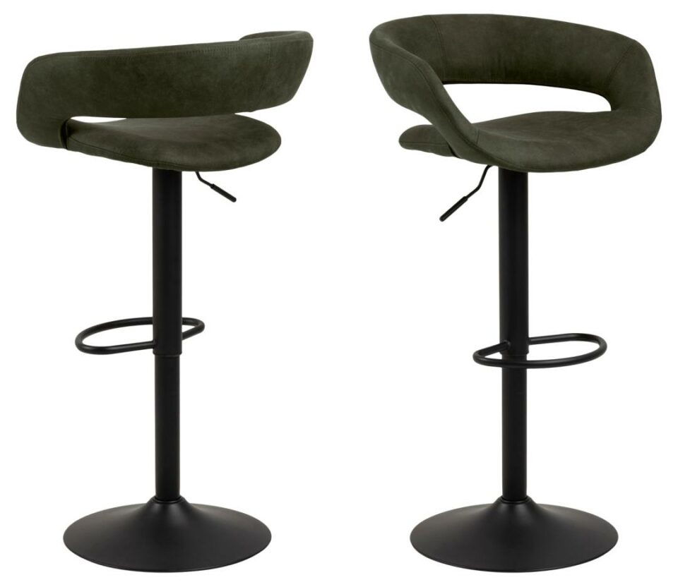 Kovinski barski stol Grace, Preston tkanina, več barv - Olivno zelena