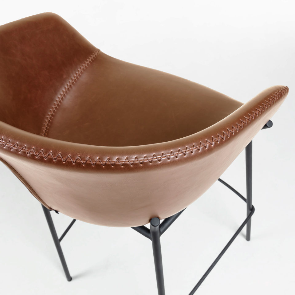 Kovinski retro barski stol Zadine, rjave barva