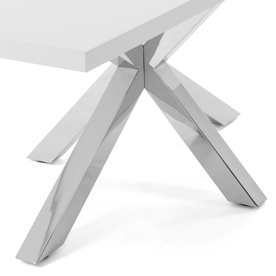 Pravokutni blagovaonski stol Arya, bijela i srebrna