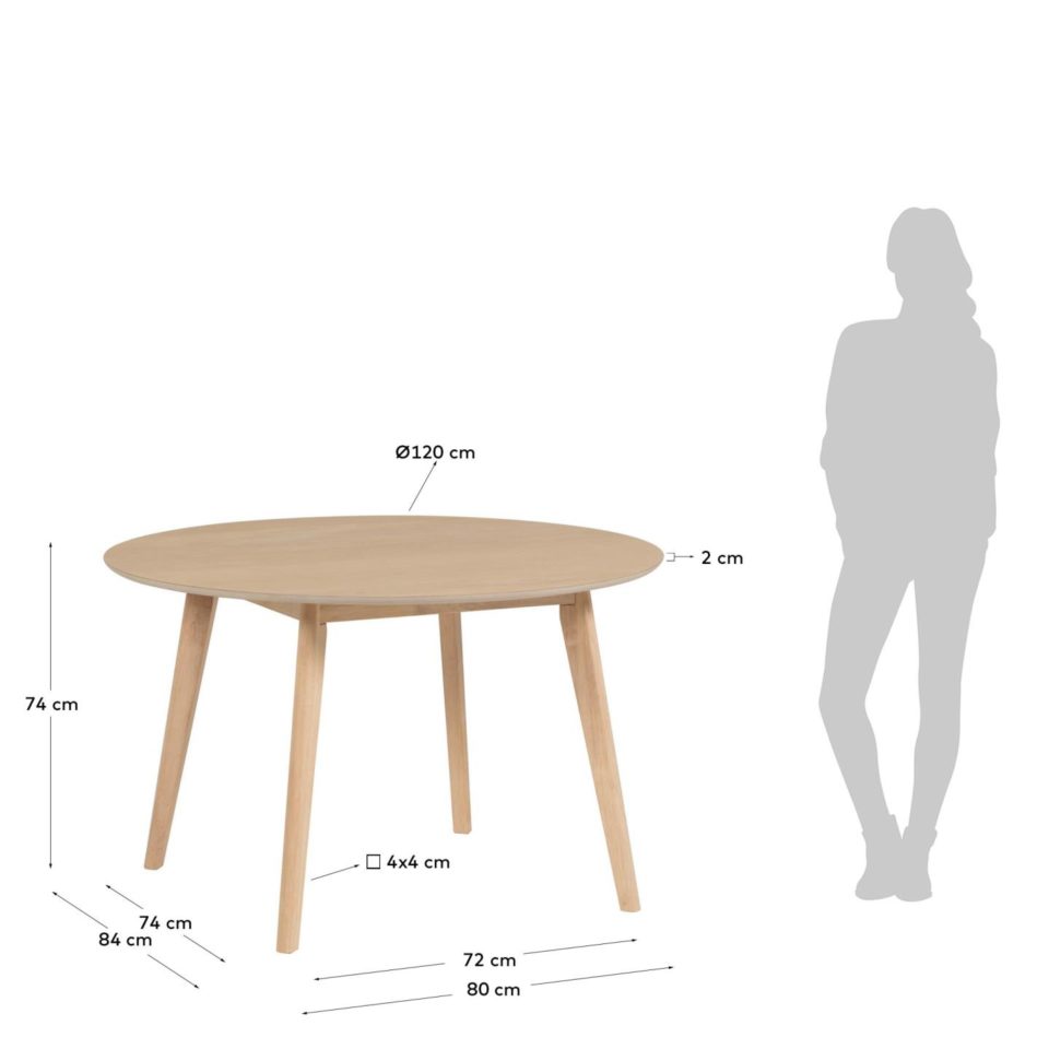 Okrogla jedilniška miza Batilde, dve obliki