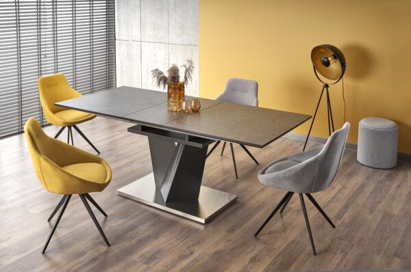 SALVADOR extension table, color: top - dark grey, legs - dark grey