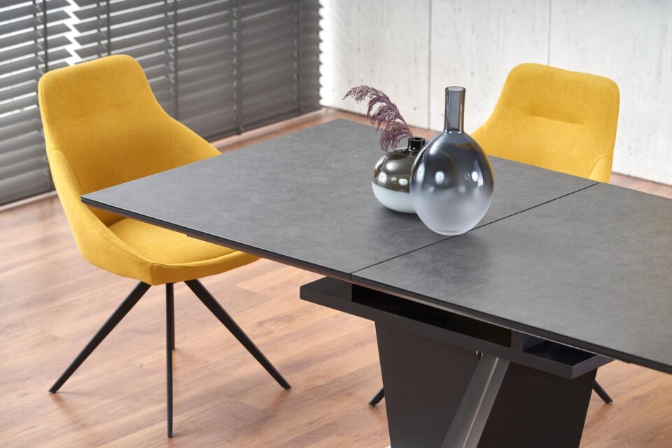 SALVADOR extension table, color: top - dark grey, legs - dark grey