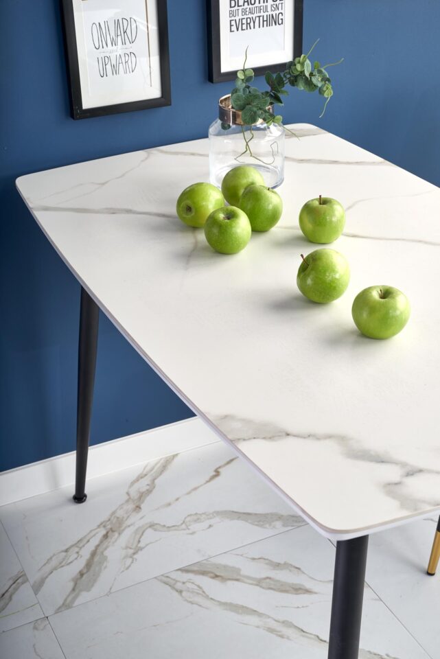 MARCO table, color: top - white marble, legs - black