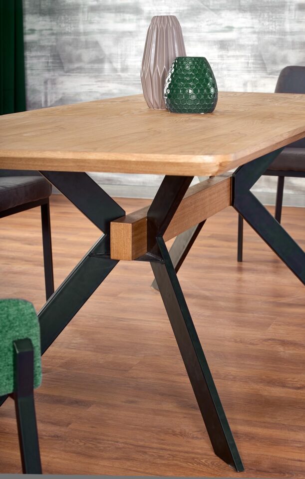 BACARDI extension table, color: top - natural oak, legs - black