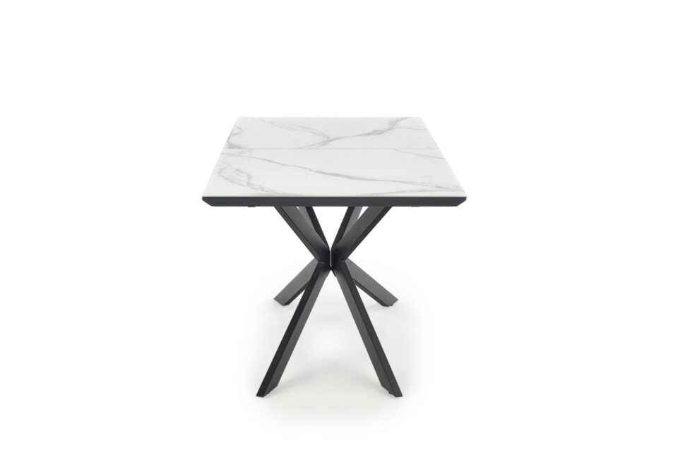 DIESEL extension table, color: top - white marble / dark grey, legs - black