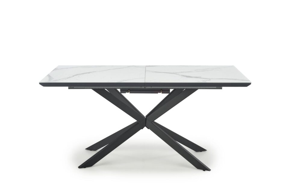 DIESEL extension table, color: top - white marble / dark grey, legs - black