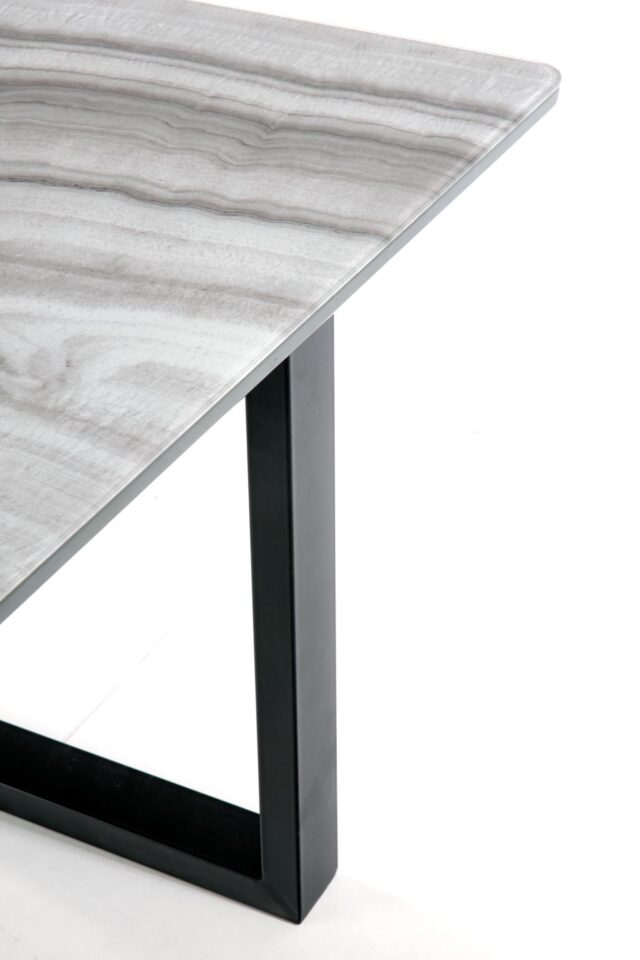 MARLEY extension table, color: top - white marble / grey, legs - black