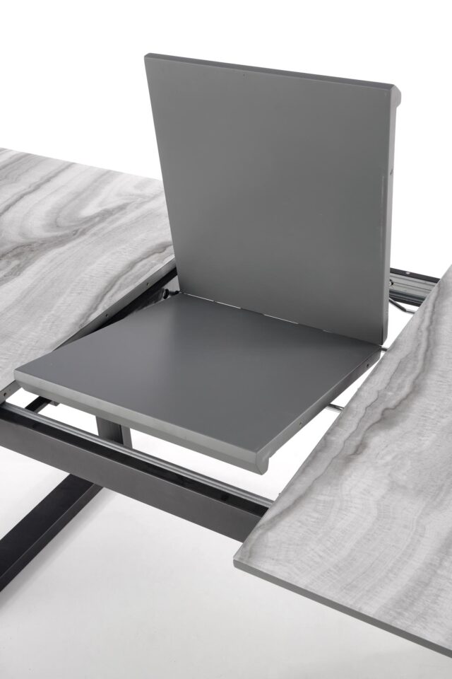 MARLEY extension table, color: top - white marble / grey, legs - black