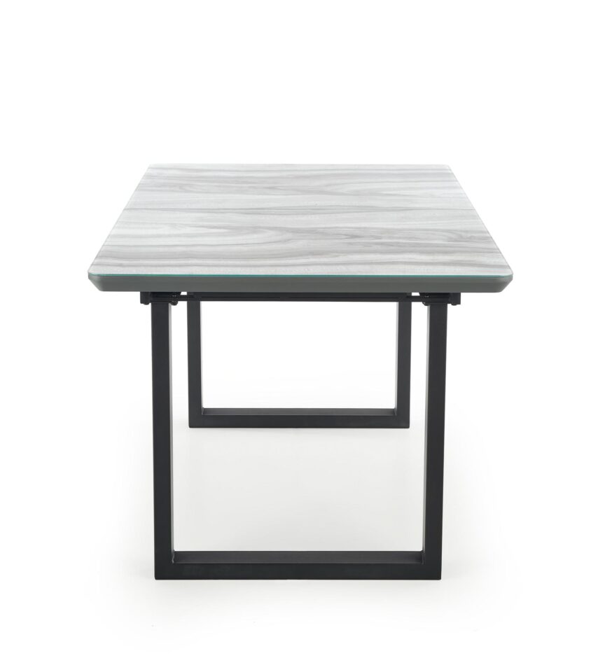 MARLEY extension table, color: top - white marble / grey, legs - black