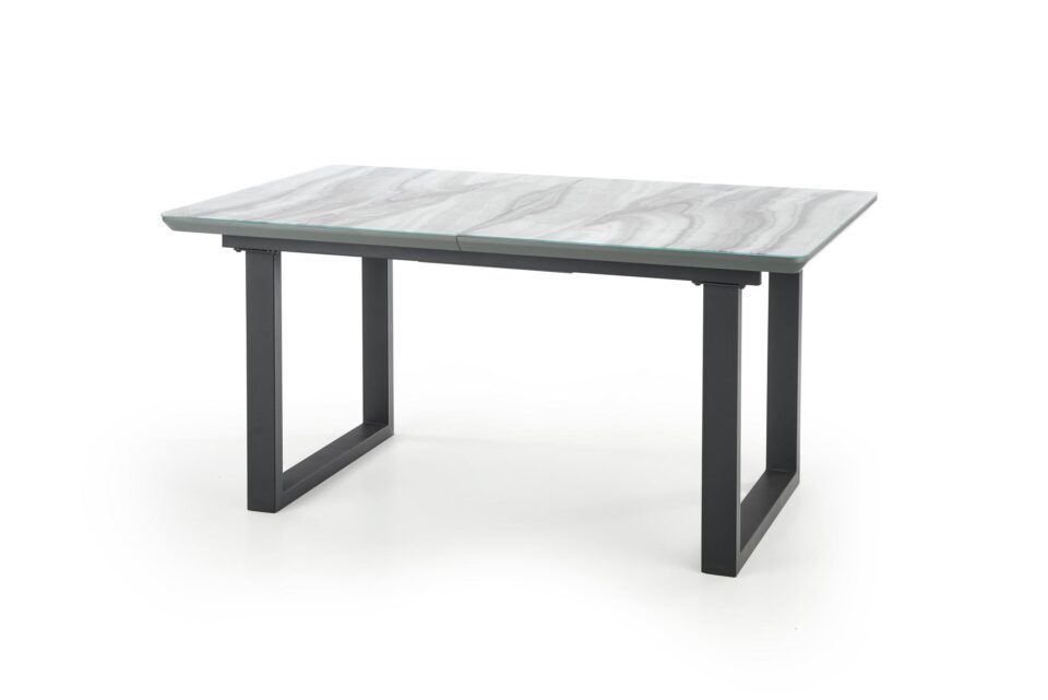 MARLEY extension table, color: top - white marble / grey, legs - black