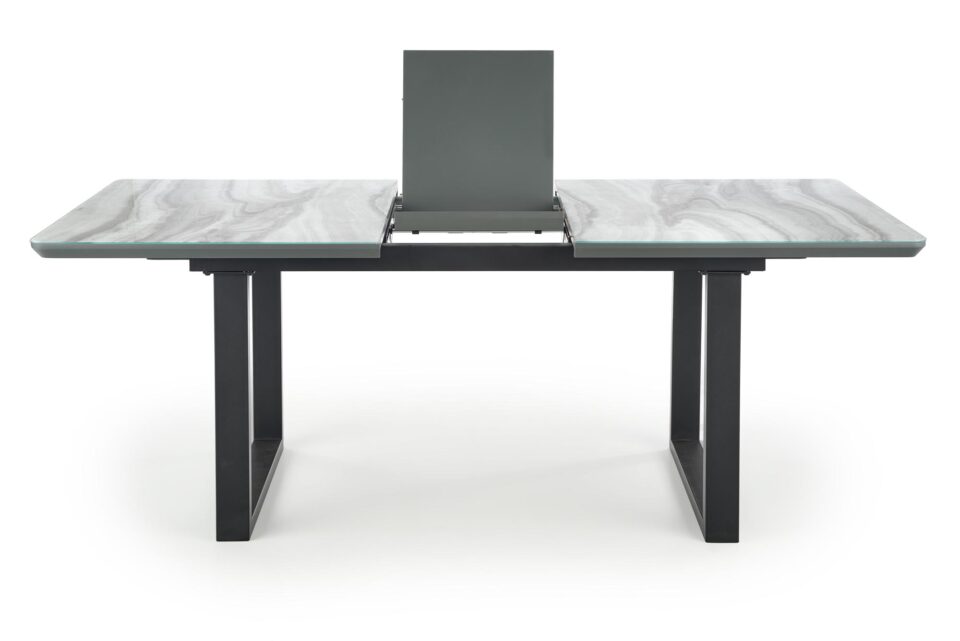 MARLEY extension table, color: top - white marble / grey, legs - black