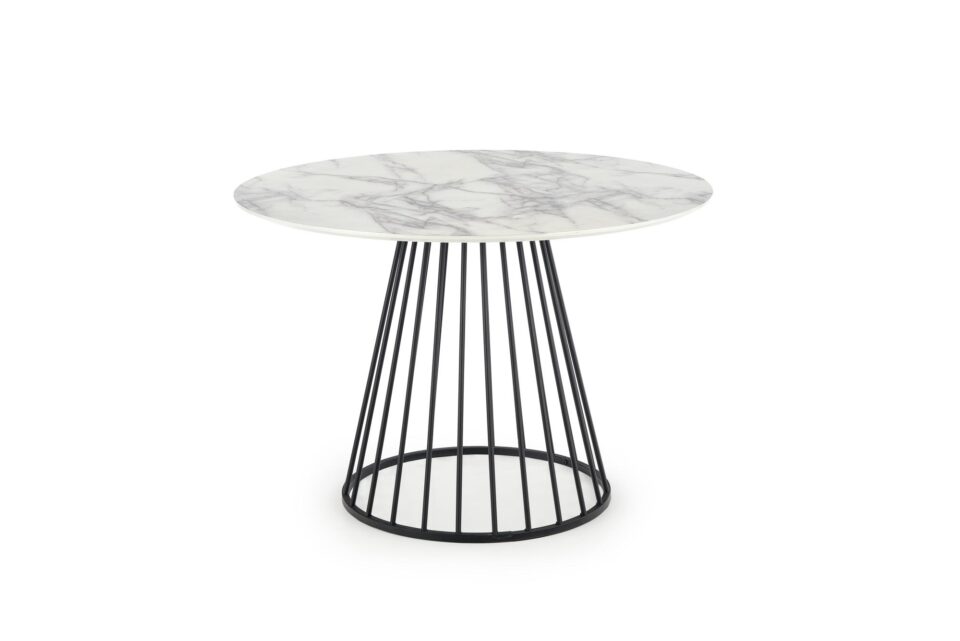 BRODWAY table, color: top - white marble, legs - black