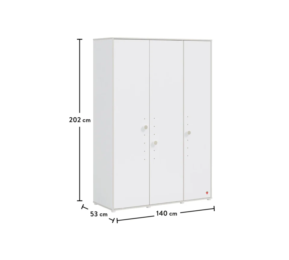 Garderobna omara Montes bela, dimenzije 140 x 202 x 53 cm