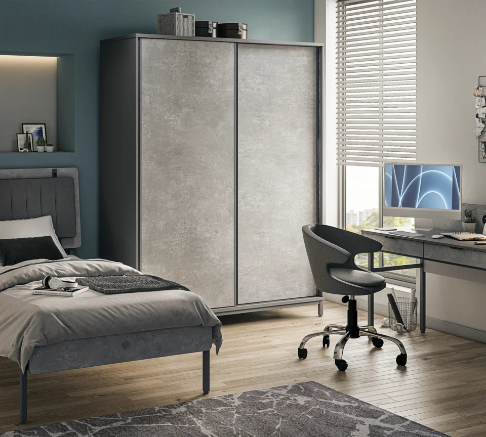 Garderobna drsna omara Space Gray