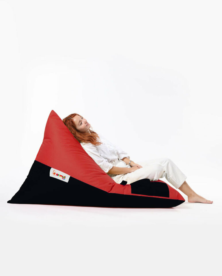 Pyramid Large Double Color Bed Pouf - Rdeča /Črna