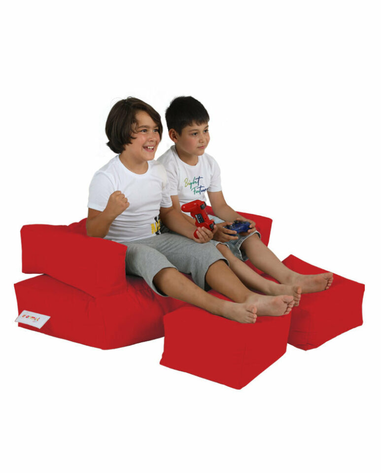 Kids Double Seat Pouf - Rdeča