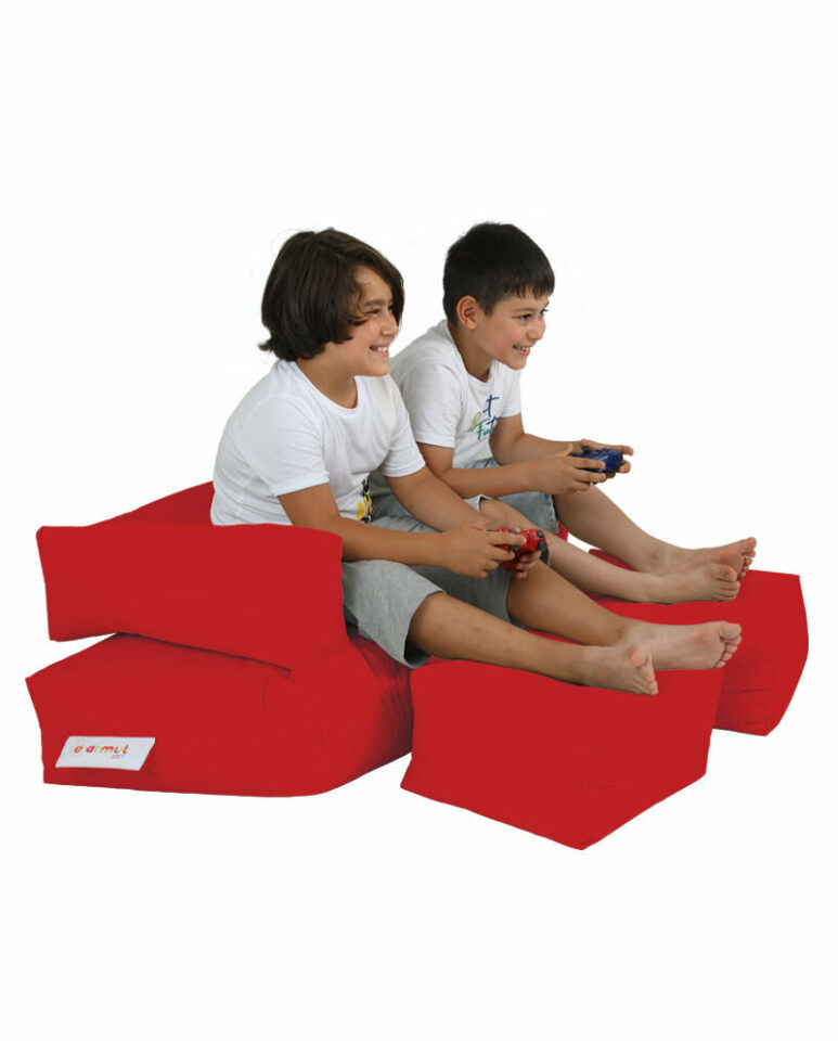 Kids Double Seat Pouf - Rdeča