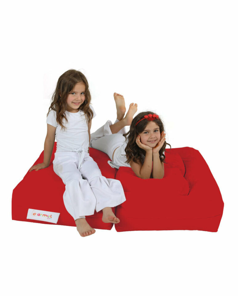 Kids Double Seat Pouf - Rdeča