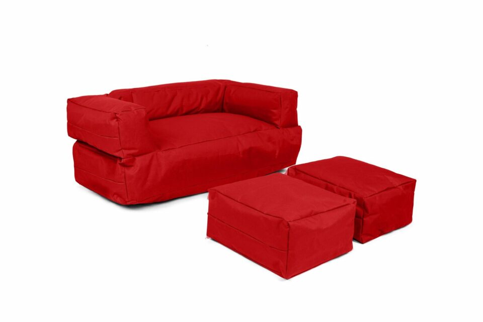 Kids Double Seat Pouf - Rdeča