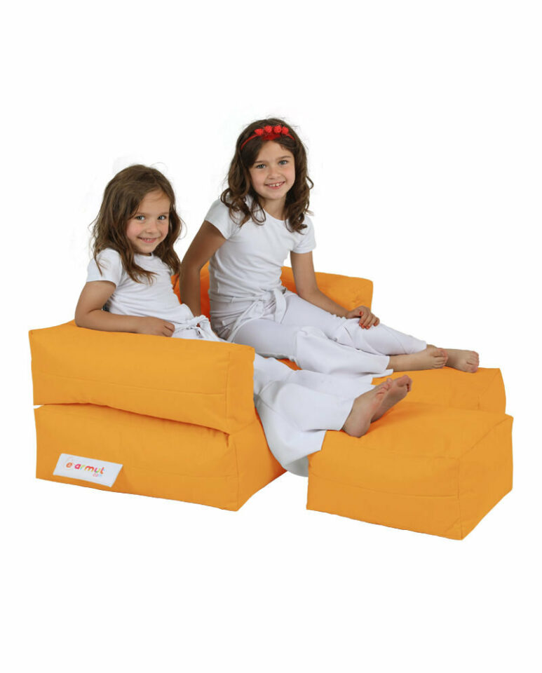 Kids Double Seat Pouf - Oranžna