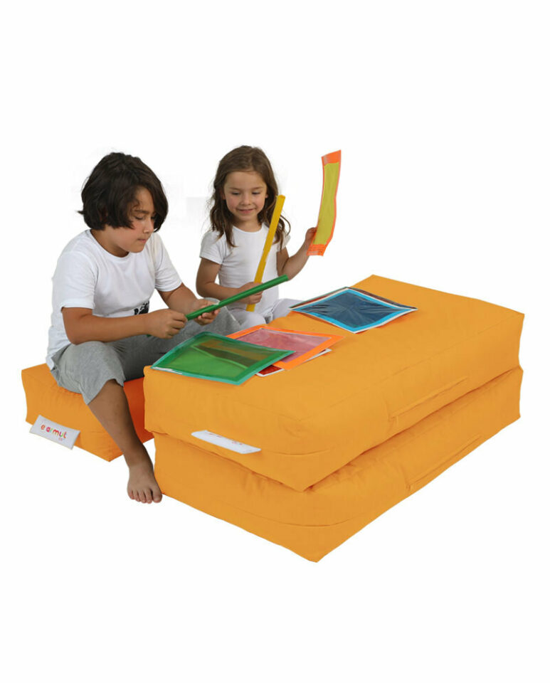 Kids Double Seat Pouf - Oranžna