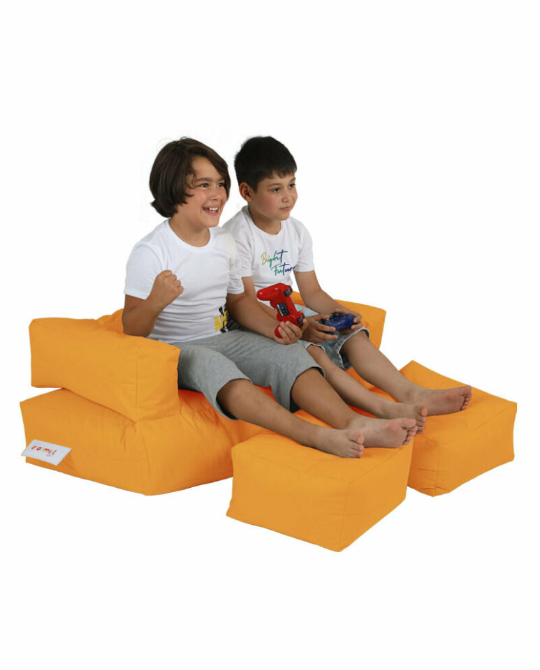 Kids Double Seat Pouf - Oranžna