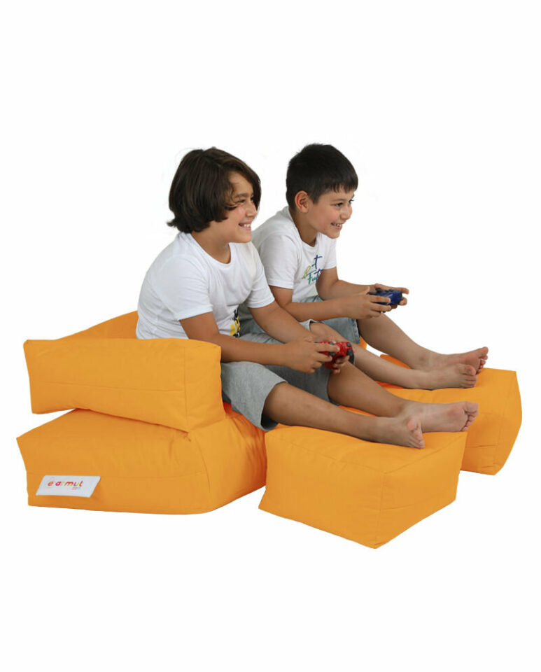 Kids Double Seat Pouf - Oranžna