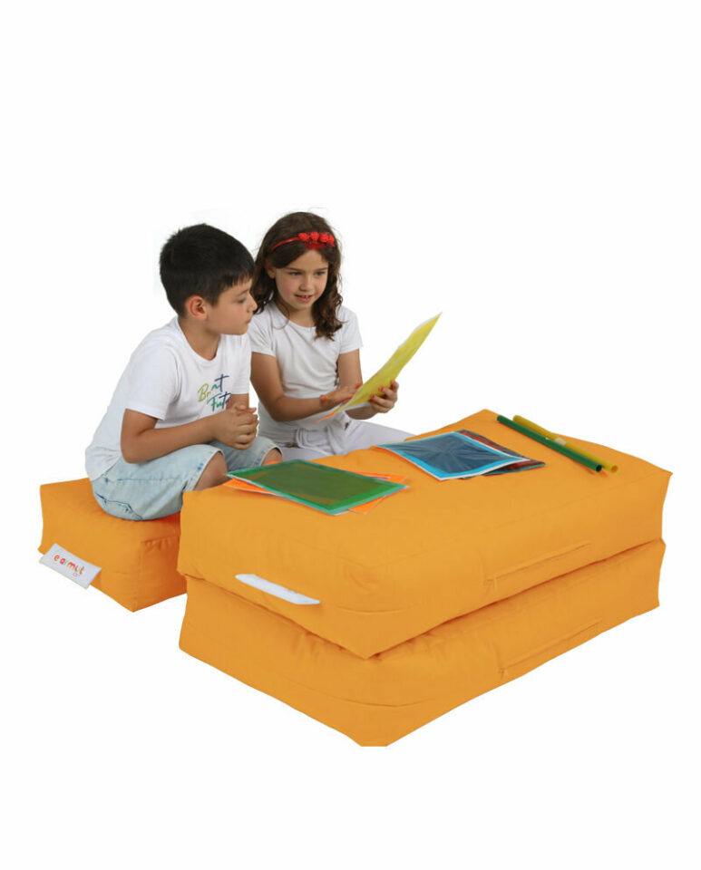 Kids Double Seat Pouf - Oranžna