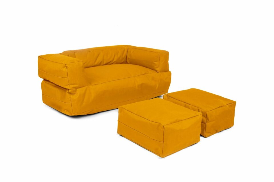 Kids Double Seat Pouf - Oranžna