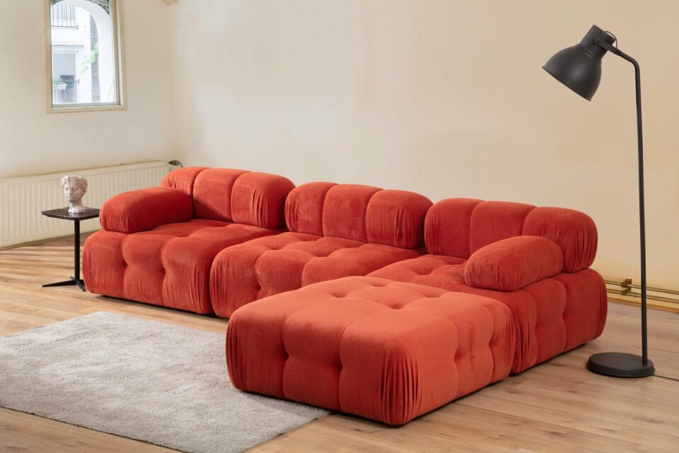 Sedežna Doblo 3 Seater with Pouffe ( L1-O1-1R-Pouffe) - Rdeča