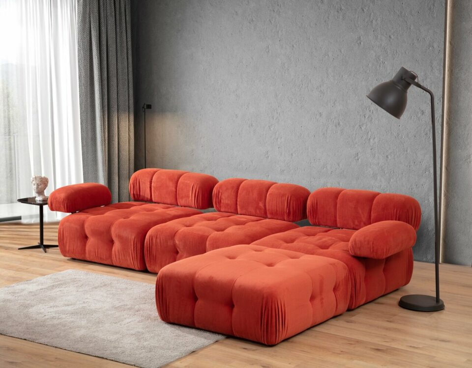 Sedežna Doblo 3 Seater with Pouffe ( L1-O1-1R-Pouffe) - Rdeča