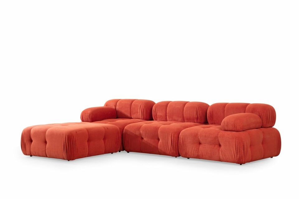 Sedežna Doblo 3 Seater with Pouffe ( L1-O1-1R-Pouffe) - Rdeča