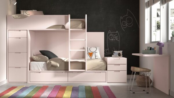 F213B sestav roza otroške sobe s pogradom Compactos