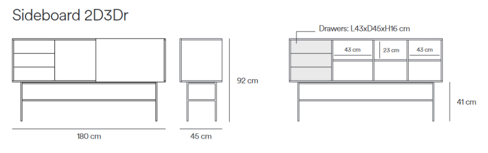 Komoda Nube 2D3DR, VEČ BARV